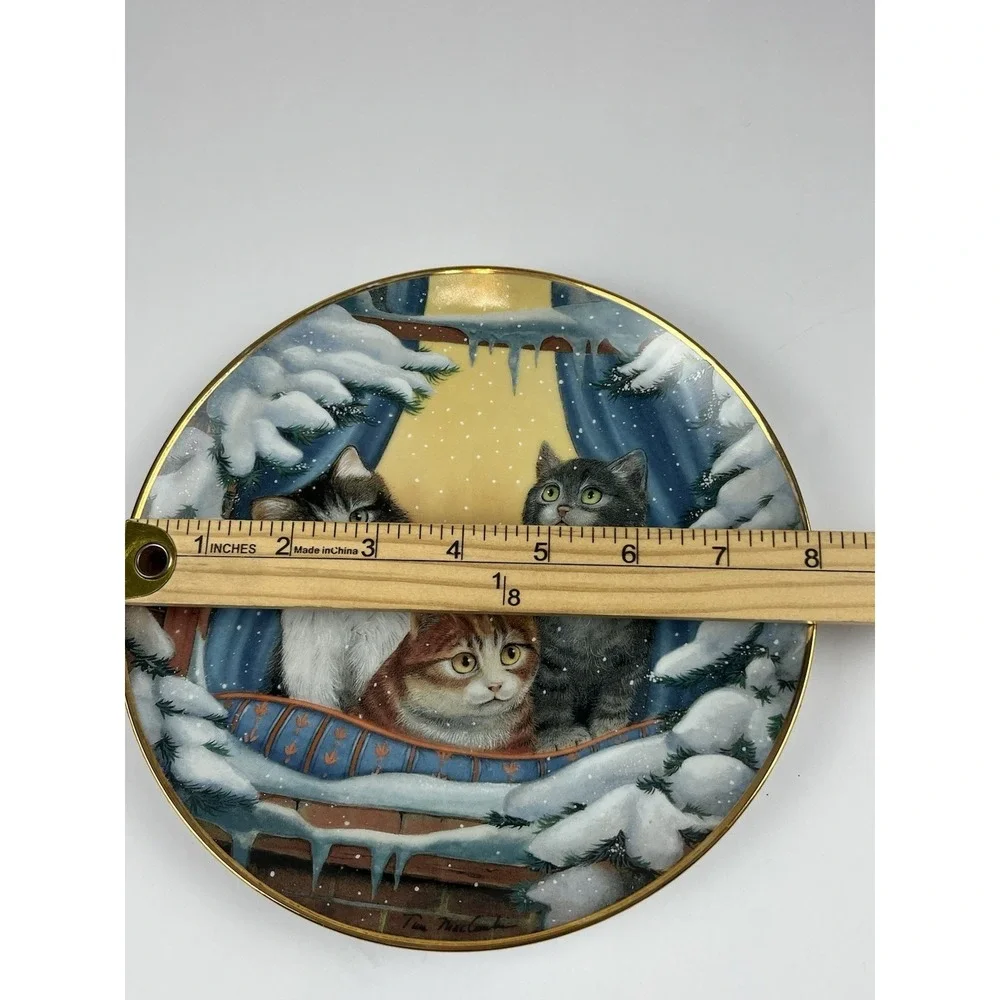 Franklin Mint Furry Flurry Cats Winter Snow Decor Plate Turi MacCombie Limited